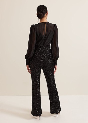 Phase Eight Milena Sequin Jumpsuit Black Canada | YRCOQU-658